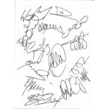 Multi signed A4 white card by England football. Signed by Hargreaves, Gerrard, Lennon, Hart,