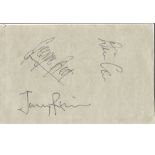 Denis Law, George Best and Jimmy Rimmer signed album page. Circa 1970. Good Condition. All signed