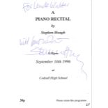 Stephen Hough signed September 10th, 1996 Piano Recital at Codsall High School. Stephen is a major