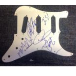 JLS guitar plate signed by band members Aston Merrygold, Oritse Williams, Marvin Humes, and JB Gill.