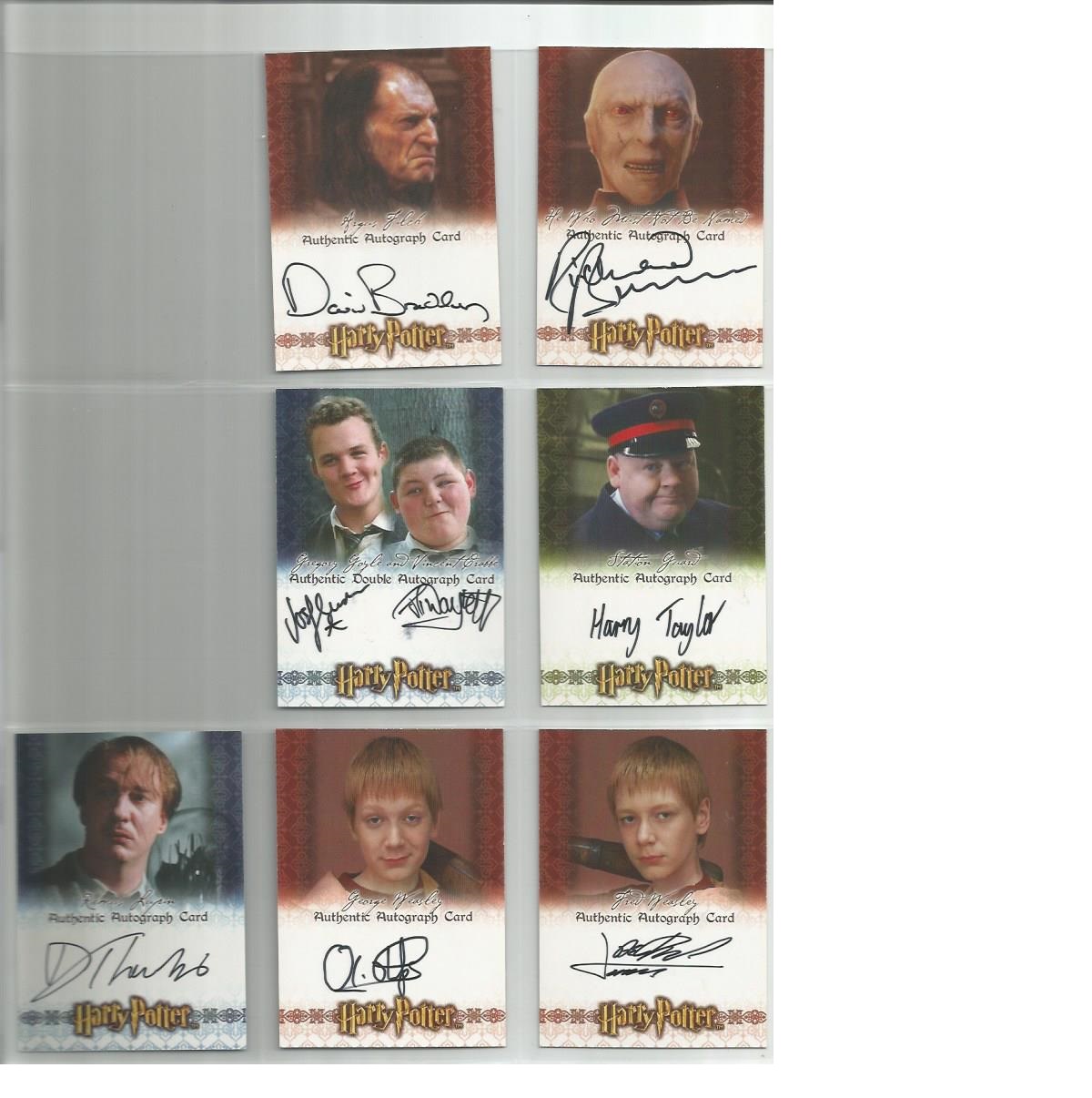 The World of Harry Potter autographed collection of Artbox trading cards. Twelve cards Includes