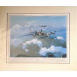 World War Two mounted print 21x26 entitled Lancaster by the artist Robert Taylor signed by Johnny