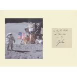 Apollo 15 Jim Irwin Fourth Moonlanding. Bold signature of James Irwin with picture on moon.