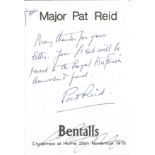 Major Pat Reid WW2 Colditz escaper hand written not on his own printed stationary. Good Condition.
