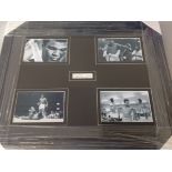 Boxing Muhammed Ali signature piece mounted with four 6X4 b/w photos with the autograph set in the