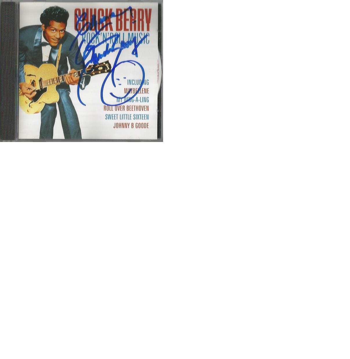 Chuck Berry signed CD insert card for his album Rock n Roll Music. Cd included. Good Condition.