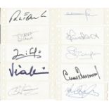 Football Heroes signed card collection 17 individual signatures on white adhesive labels includes