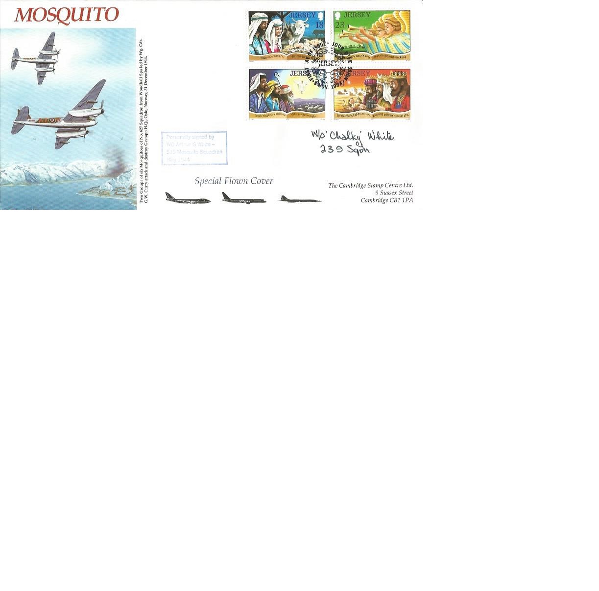 WO Arthur White 515 Mosquito Squadron WW2 Mosquitos signed Jersey 1994 Christmas FDC commemorating