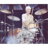 Rolling Stones Charlie Watts signed 10x8 picture playing drums. Good Condition. All signed pieces