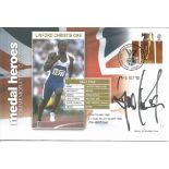 Linford Christie signed Medal Heroes FDC. Good Condition. All signed pieces come with a