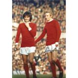 Denis Law signed 12x8 colour photo. Good Condition. All signed pieces come with a Certificate of