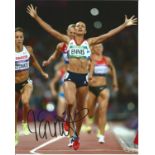 Jessica Ennis Hill signed stunning 10 x 8 colour athletics action photo. Good Condition. All