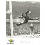 Peter Bonetti signed 10x8 b/w autographed photo. Biography on reverse. Good Condition. All signed