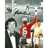 Gordon Banks signed 10x8 colourised montage photo. Good Condition. All signed pieces come with a