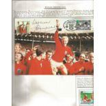 Bobby Moore signed 8x6 colour World Cup photo, which has then had stamps attached and franked.