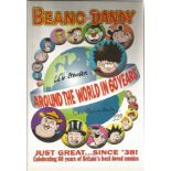 Beano and The Dandy around the World in 60 years hardback book signed on the cover by Lew Stringer