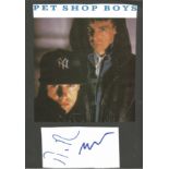 Pet Shop Boys signature piece, stuck to A4 card below colour newspaper photo. Good Condition. All