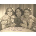 The Three X sisters signed 10x8 b/w photo. were an American all-girl harmony singing trio, initially