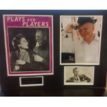 Sir John Gielgud 15x21 overall mounted signature piece includes 11x8 Plays and Players magazine page