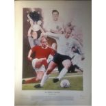 Football Sir Bobby Charlton 22x16 montage print by the artist Gary Keane limited edition signed in