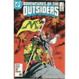 DC Comic Adventures of the Outsiders May 86 signed on the cover by artist Jim Apparo and writer Mike