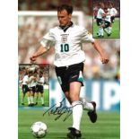 Football Teddy Sheringham 16x12 signed colour montage photo pictured in action for England. Edward