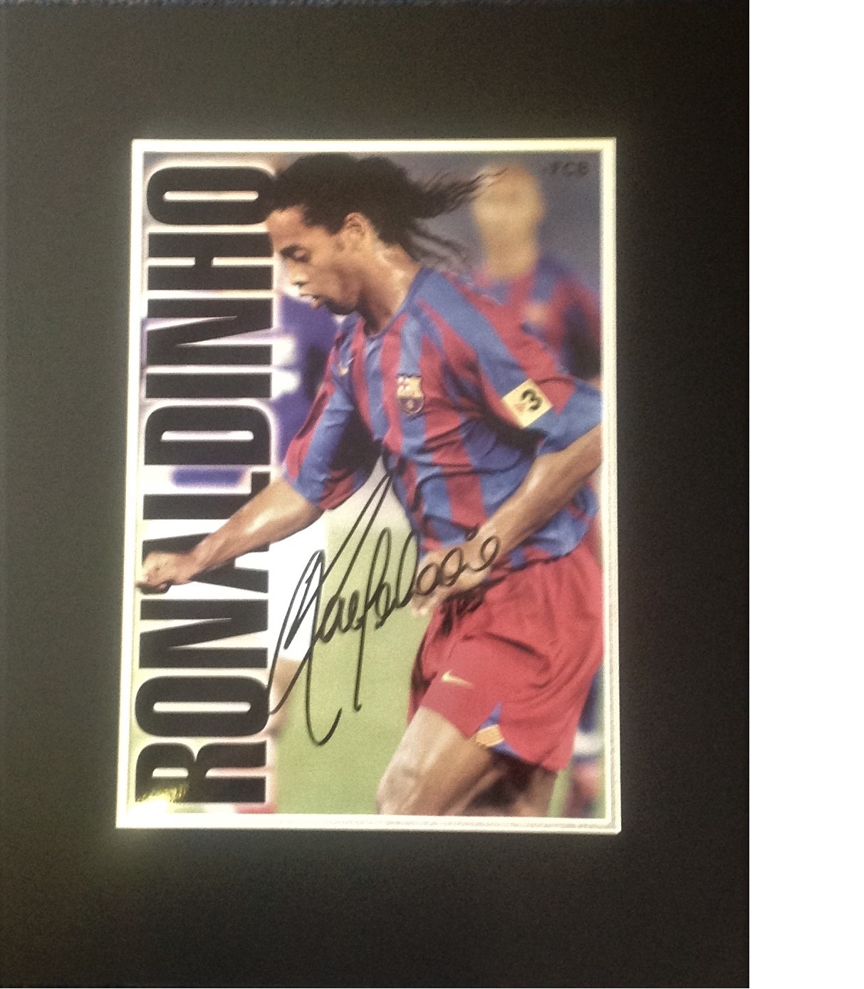 Football Ronaldinho signed 20x16 mounted signature piece. Ronaldo de Assis Moreira (born 21 March