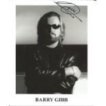 Barry Gibb signed 10x8 b/w photo. British singer, songwriter, musician and record producer who