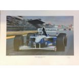 Motor Racing David Coulthard colour print 43cmx25cm depicted driving Williams FW. 17 slight mark