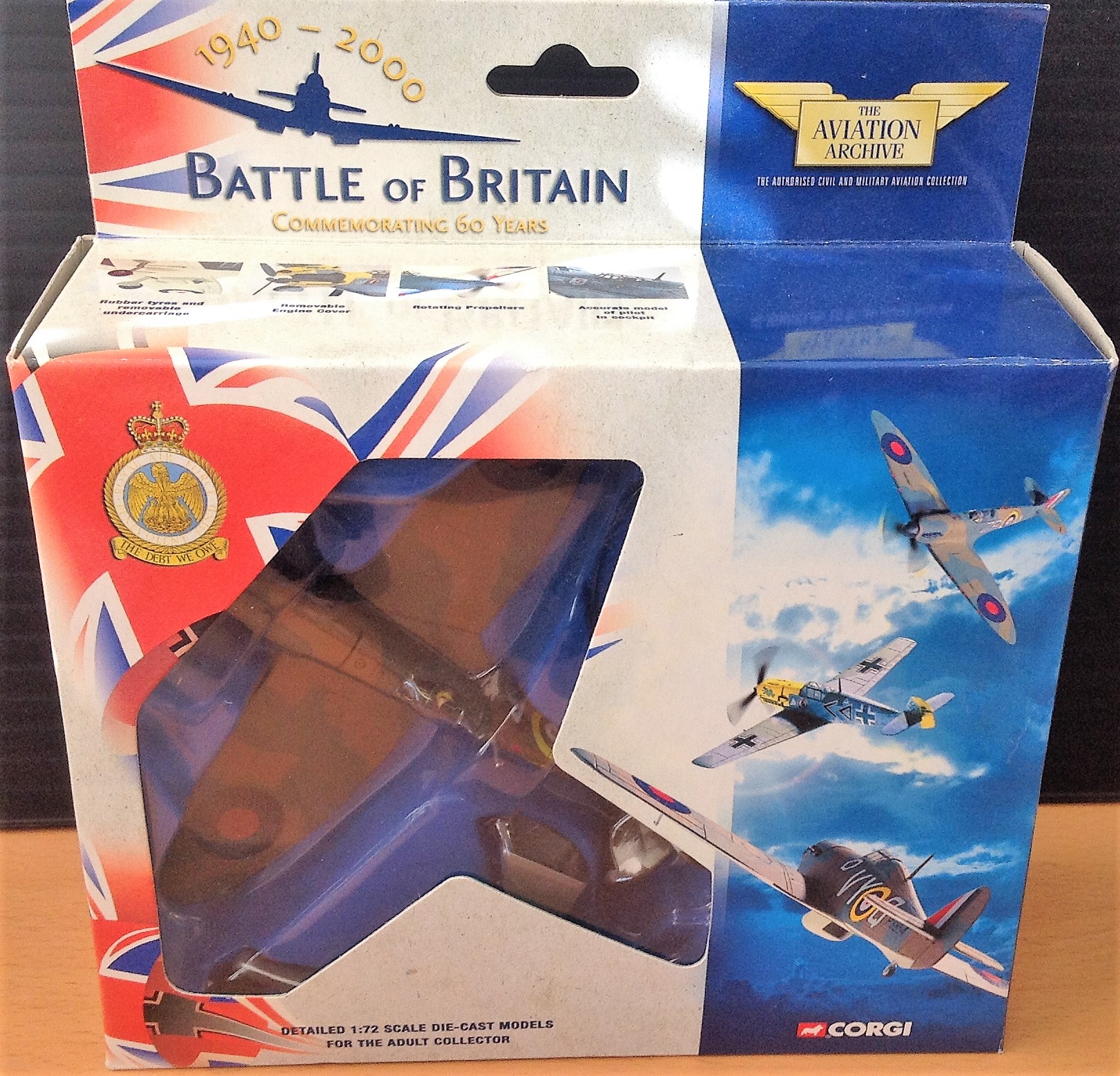 Battle of Britain Spitfire MKI 74 sqd RAF detailed 1:72 scale die cast corgi model. The - Image 2 of 2