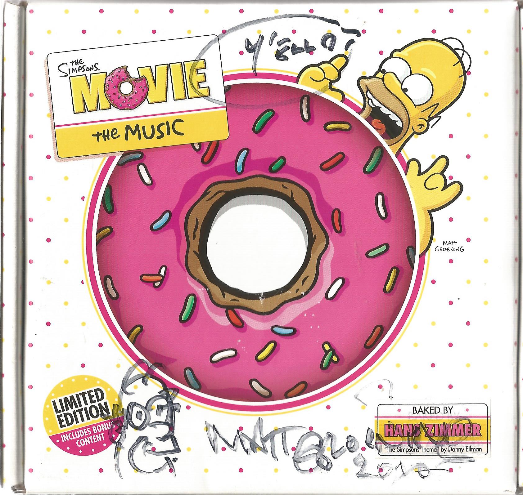 The Simpsons Movie The Music CD signed on the box by Matt Groening and on the inside sleeve by David