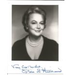 Olivia de Havilland signed 5x5 b/w photo. retired American actress born in Japan to British parents.