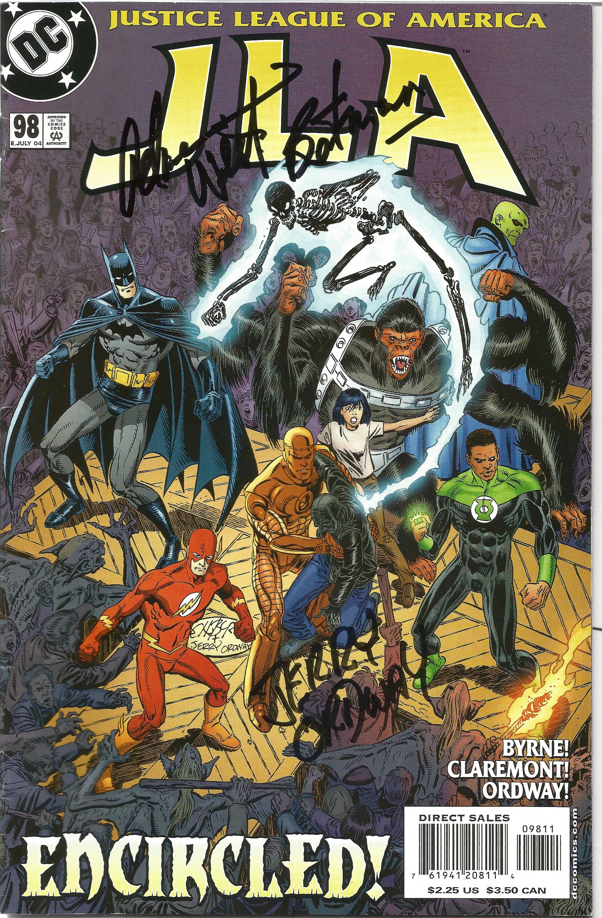 DC Comic Justice League of America Encircled (98 July 04) signed on the cover by Batman Adam West