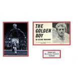 Football Denis Law 11x18 mounted signature piece includes b/w photo and a signed newspaper article