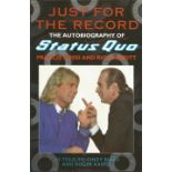 Francis Rossi and Rick Parfitt Status Quo signed hardback book Just for the Record signed to title