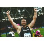 Tomas Walsh Signed Athletics Shot Putt World Champion 8x12 Photo. Good Condition. All signed