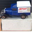 Historic A Ford Kelloggs die cast model delivery truck made by Matchbox toys 1979 in original box.