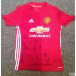 Football Manchester United signed home shirt signed by Jose Mourinho and 18 members of the current