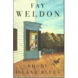 Fay Weldon signed hard back book Rhode Island Blues. Signed on title page. Includes dust cover. Good