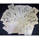 Rugby Collection 50 plus signed white cards from players from League and Union includes some great