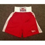 Boxing Wladimir Klitschko signed Lonsdale boxing shorts signed in Manchester before fight his with