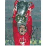 Football Jamie Carragher 10x8 signed colour photo pictured lifting the Champions league trophy.