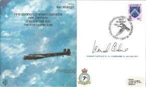 Grp Capt Leonard Cheshire VC signed A W Whitley WW2 bomber cover. Good Condition. All signed