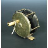 A Civil Service Co-operative Society 3 1/2 inch brass reel, with horn handle
