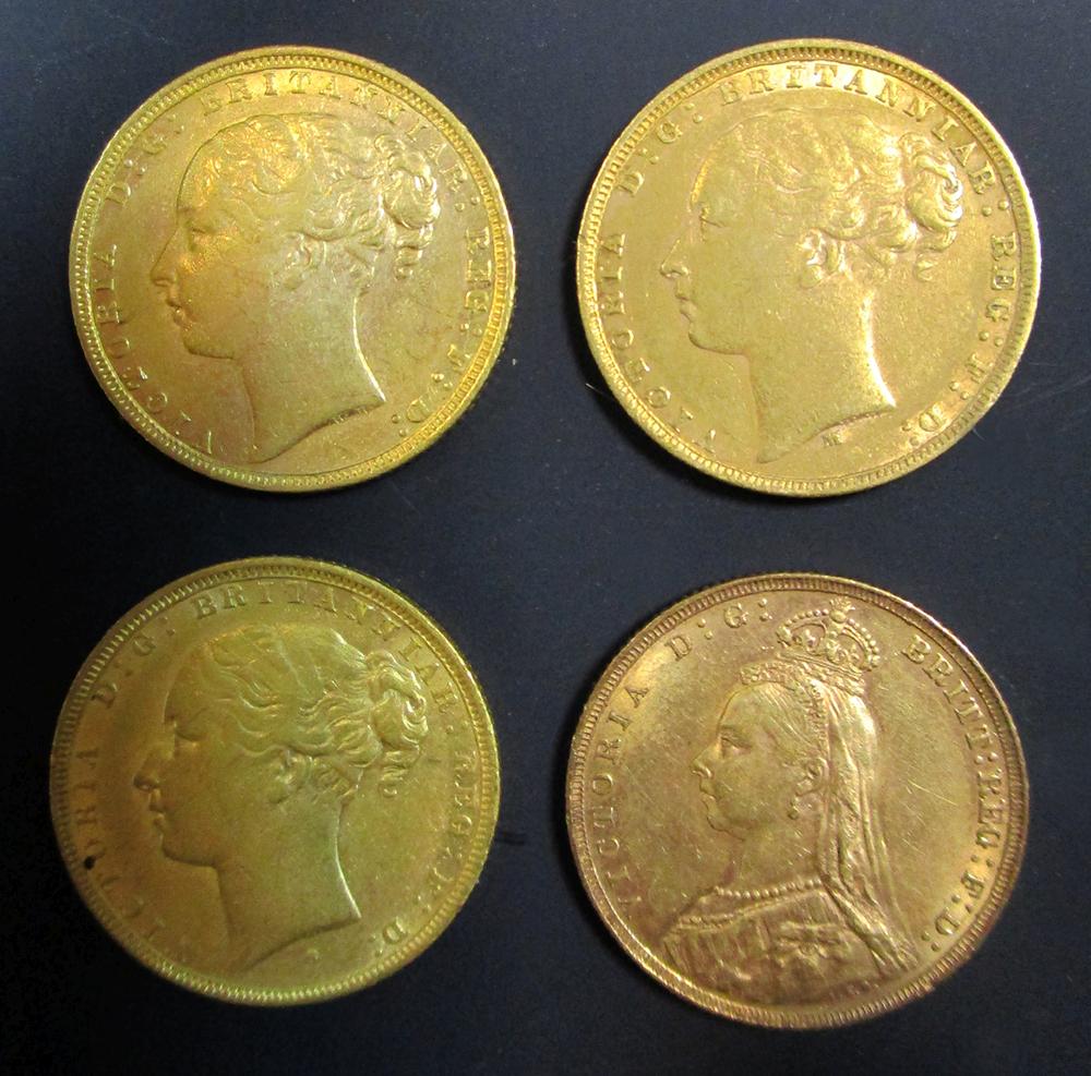 Four Gold sovereigns 1872, 1879, 1881 and 1927 all about VF (4) - Image 2 of 2