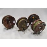 Four mahogany reels, including Nottingham 4" Star back reels, one stamped 'ETON SUN' (4)