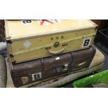 A lady's fitted cabin trunk, by Debenham & Freebody, Welbeck Street, stamped "RNB" and another (2)