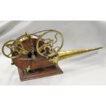 A set of 19th century mechanical brass and mahogany peat bellows, 65cm (25.5in) long overall