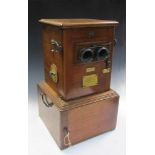 A French mahogany cased Taxiphote mechanical stereoscopic viewer, early 20th century, with a
