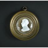 A sulphide of Lord Byron (1788-1824) in gilt metal frame, he faces to sinister within the clear